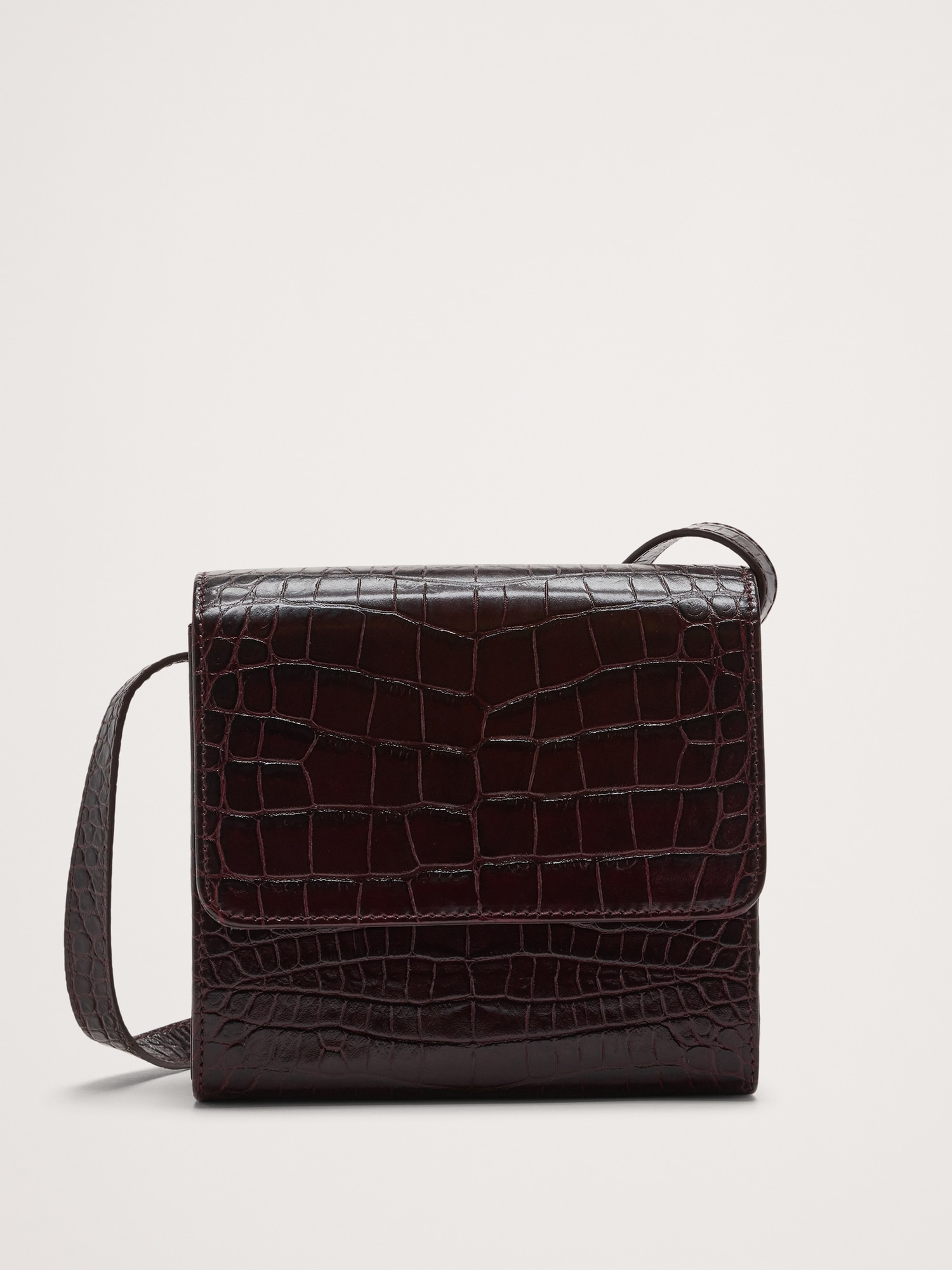 Crocodile Embossed Leather Crossbody Bag