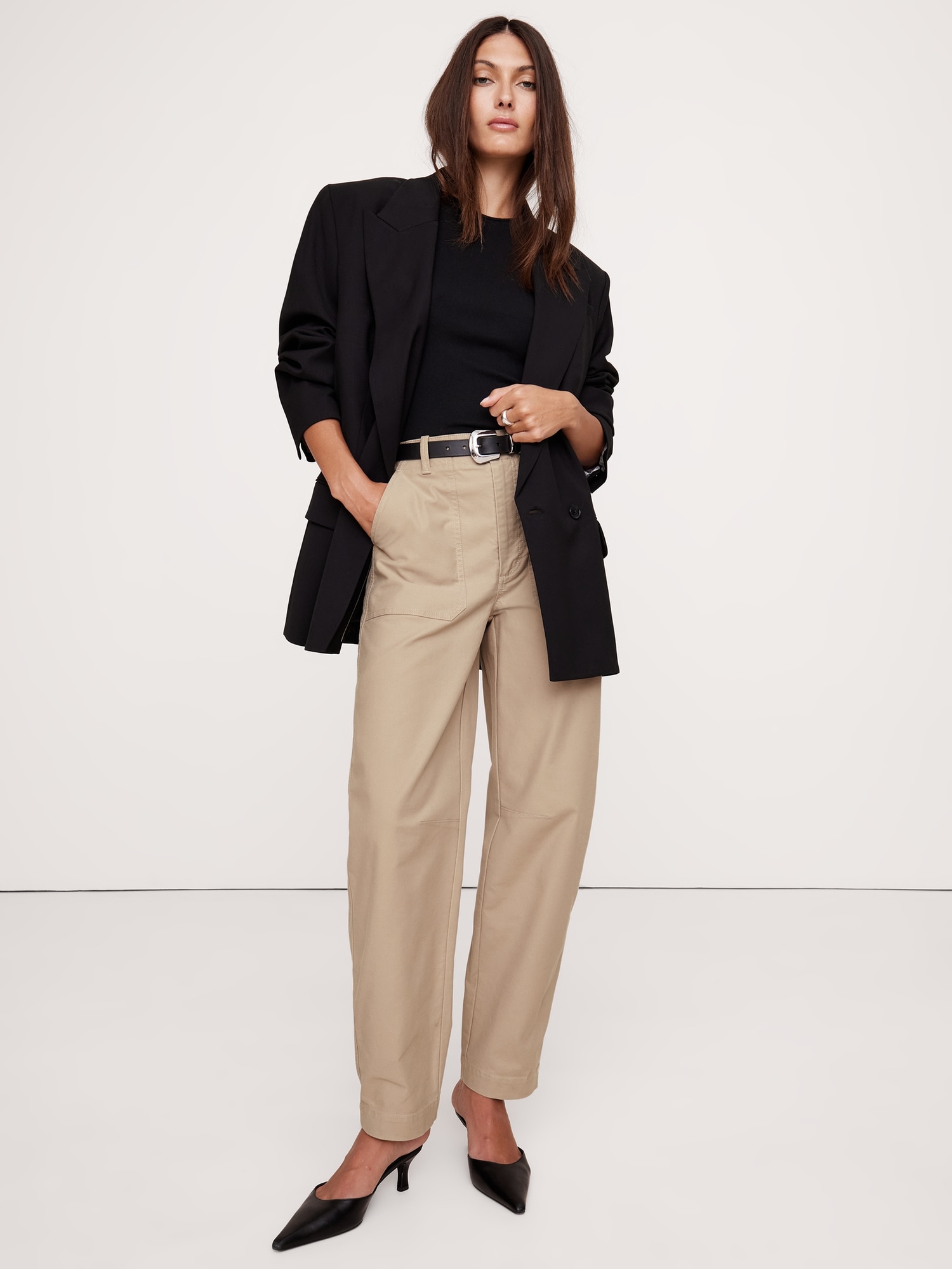 High-Rise Barrel Utility Chino