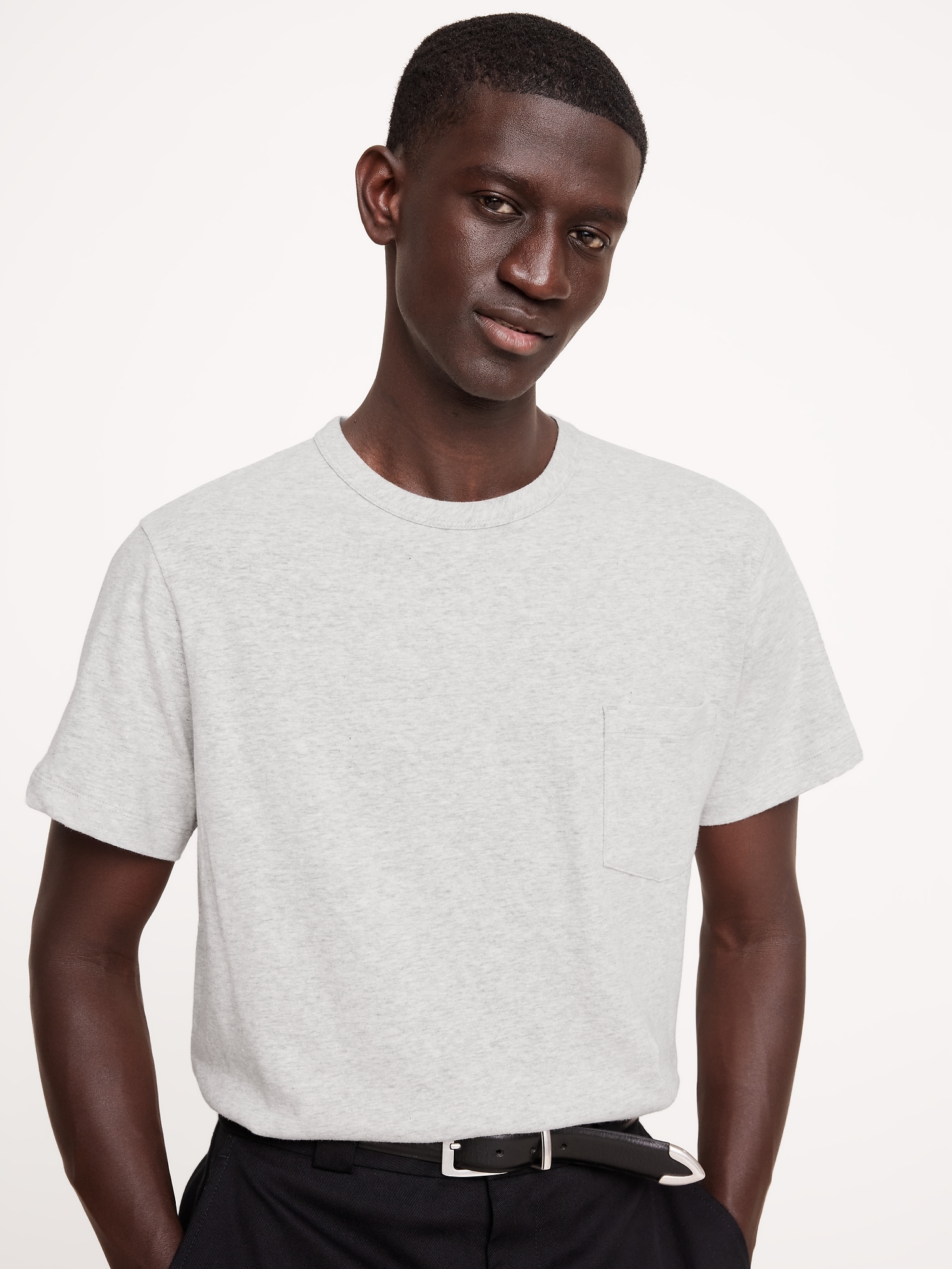 Boxy Linen-Cotton T-Shirt - Gray