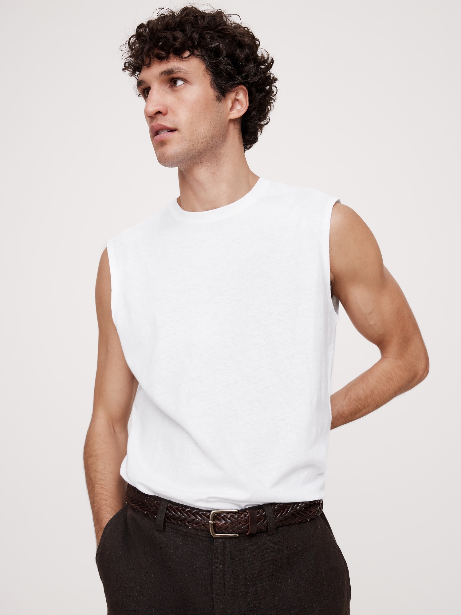 Linen-Cotton Tank - White