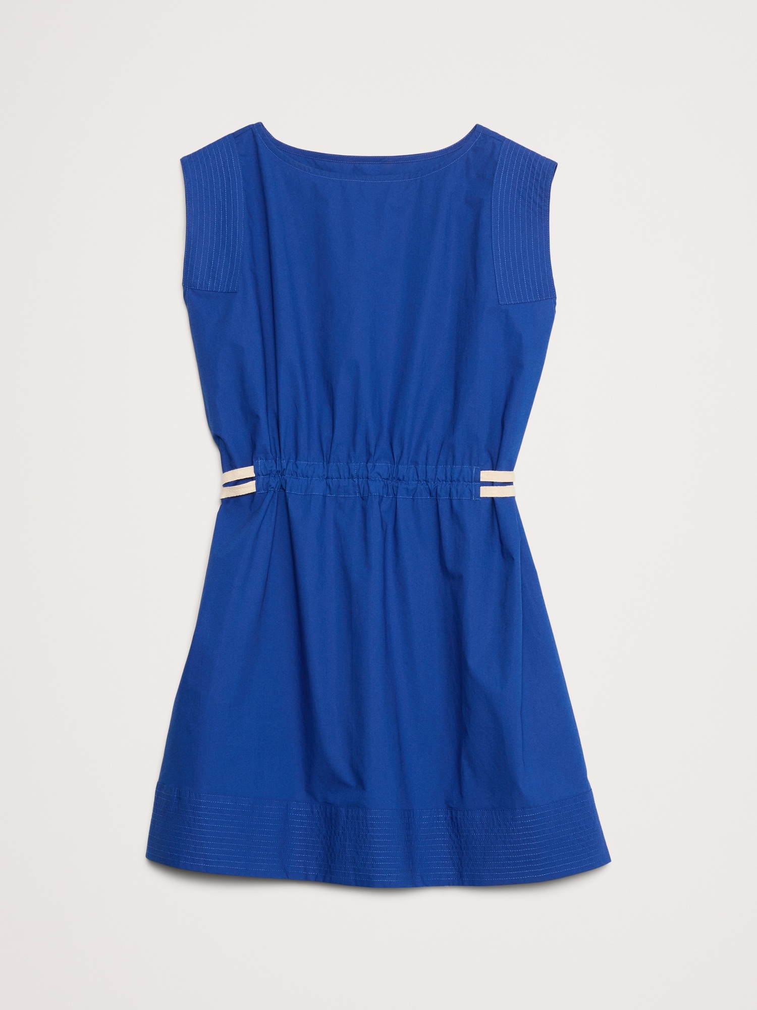 Cotton Poplin Cinch-Waist Mini Dress