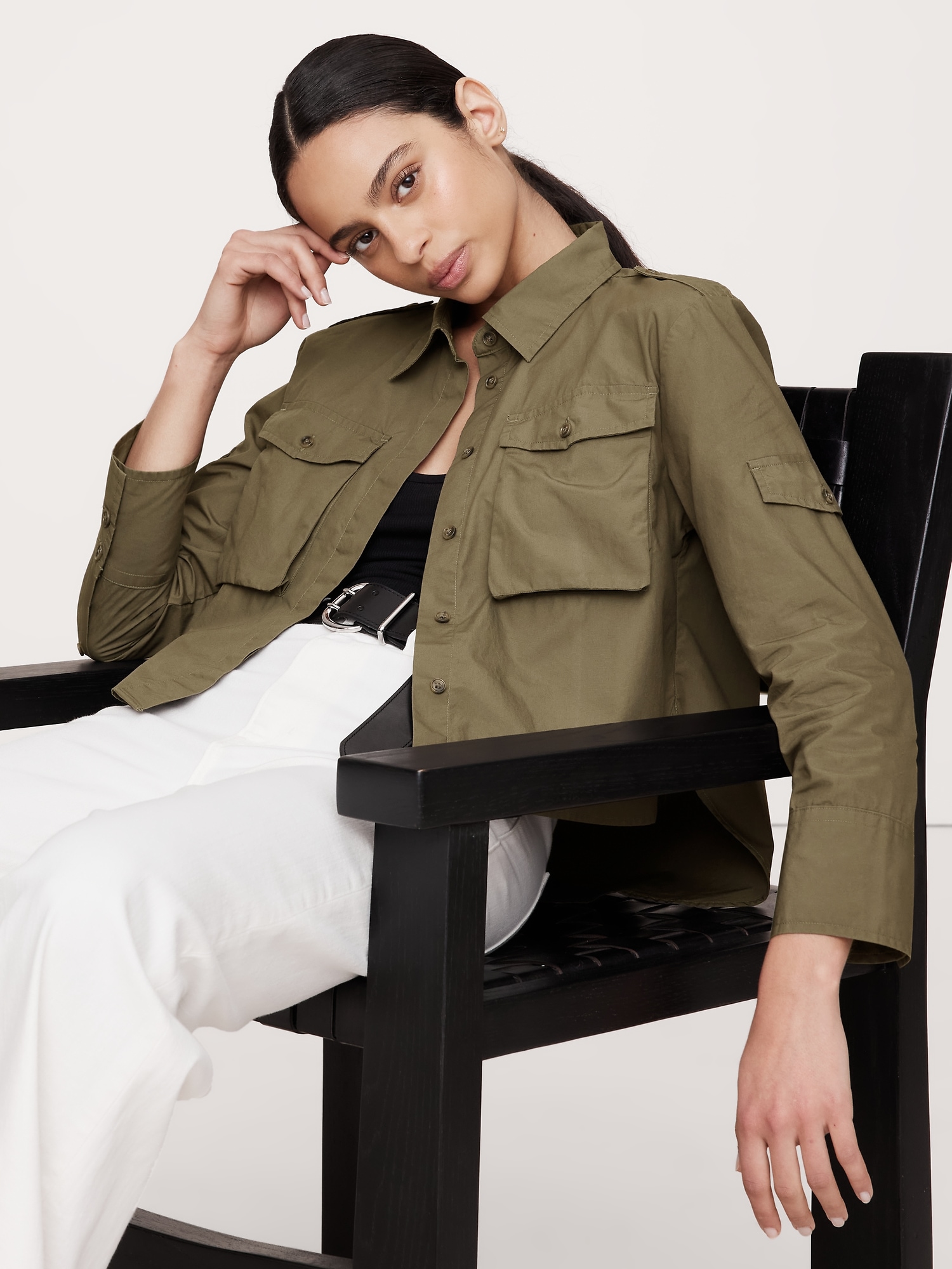 Relaxed Cotton Poplin Utility Shirt