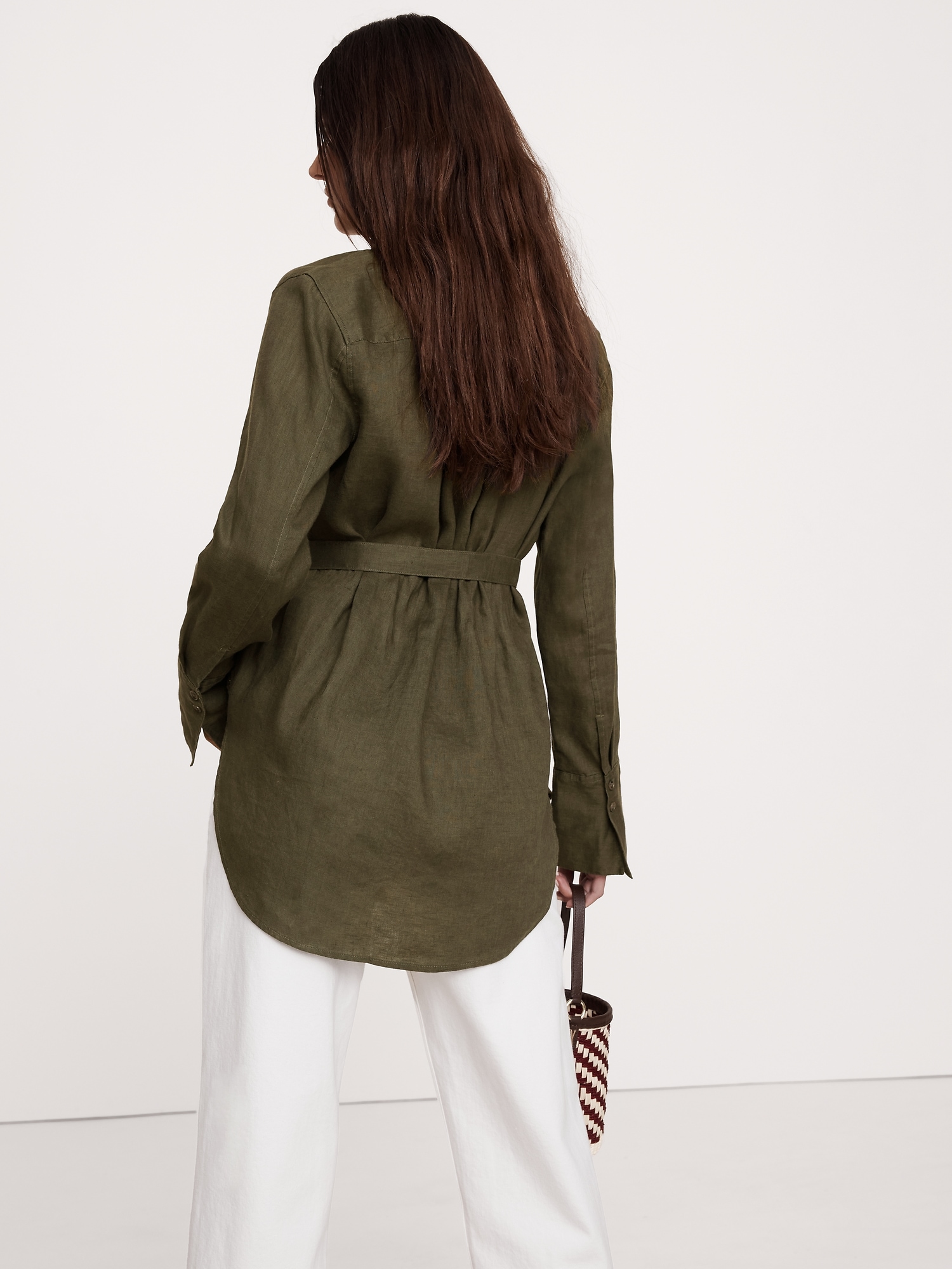 Linen Belted Tunic Shirt