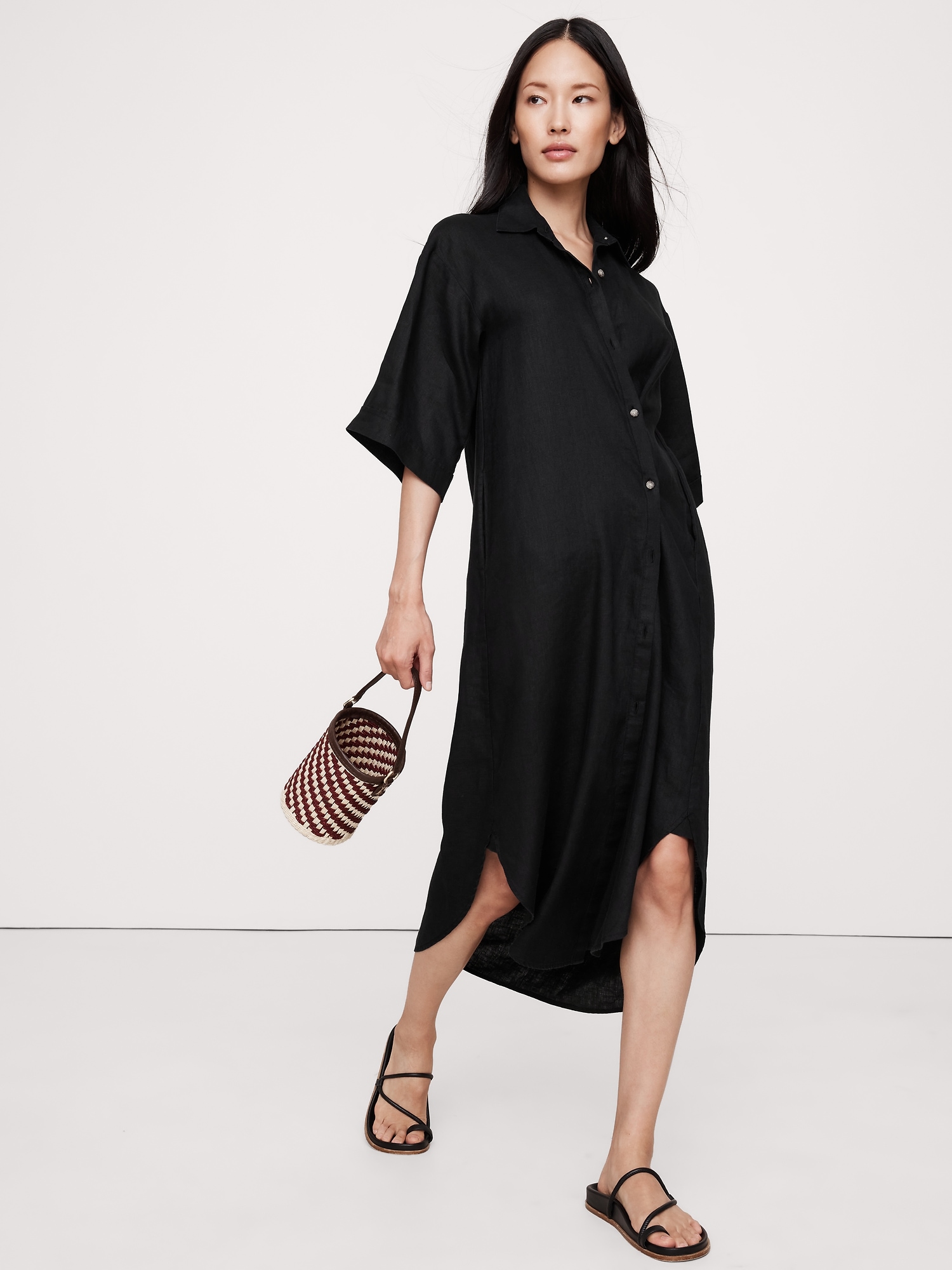 Linen Asymmetrical Shirt Dress