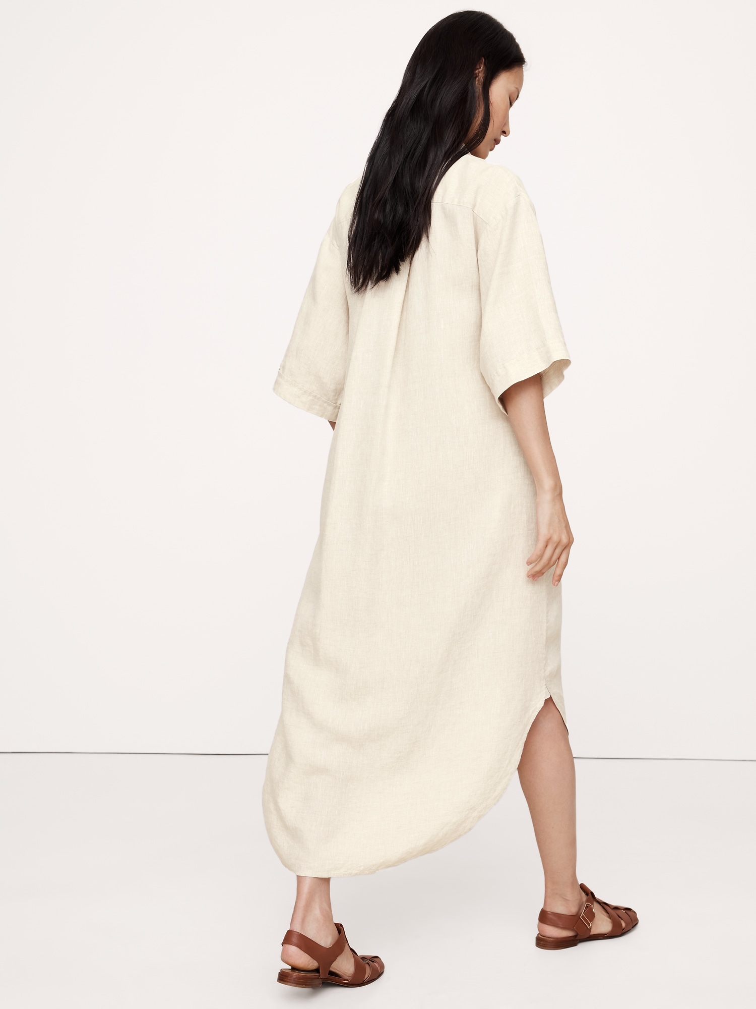 Linen Asymmetrical Shirt Dress